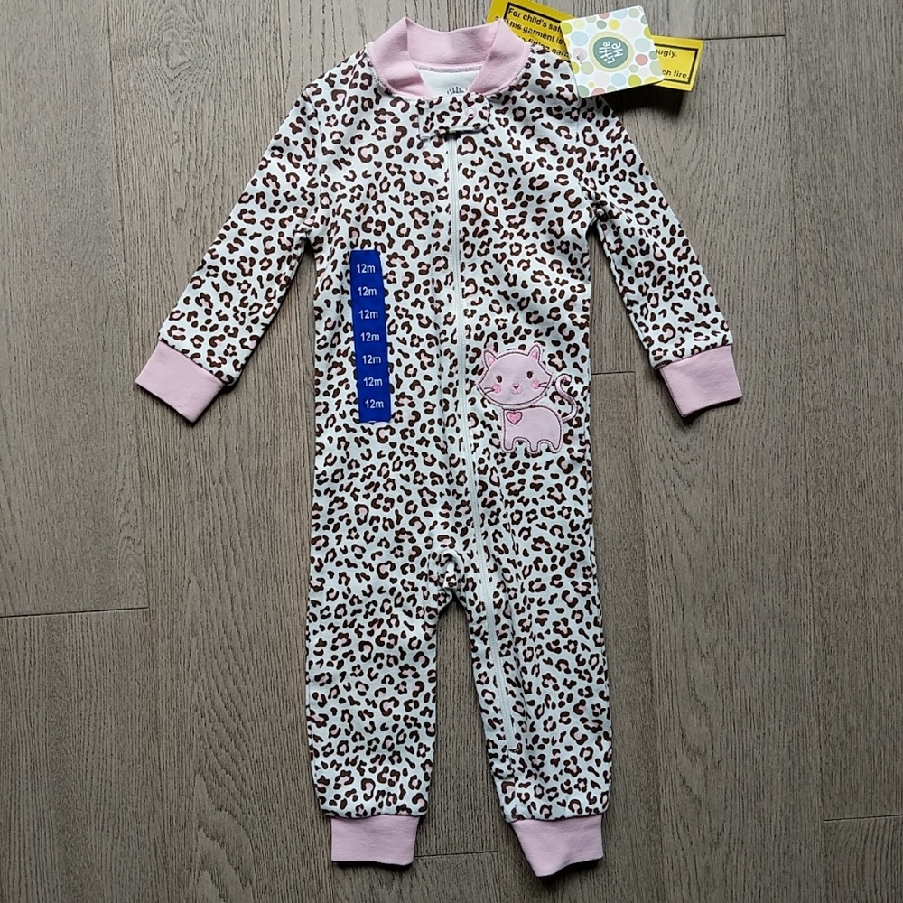 Little Me Kitty Cat Zip Front Pajamas Sleeper